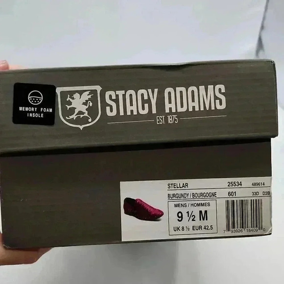 NWT Stacy Adams Men's Stellar Plain Toe Glitter Slip-On Shoes Burgundy Size 9.5 - Picture 9 of 9